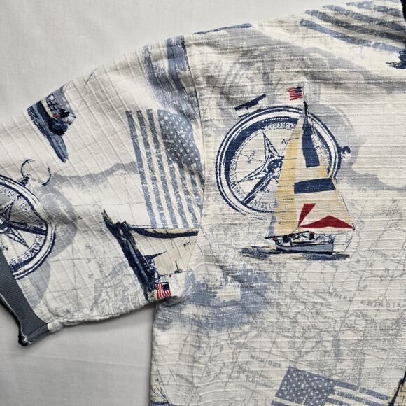 Royale Air Polo Shirt Mens Large Nautical Sailboat Map Flag Compass Vintage - Picture 4 of 8